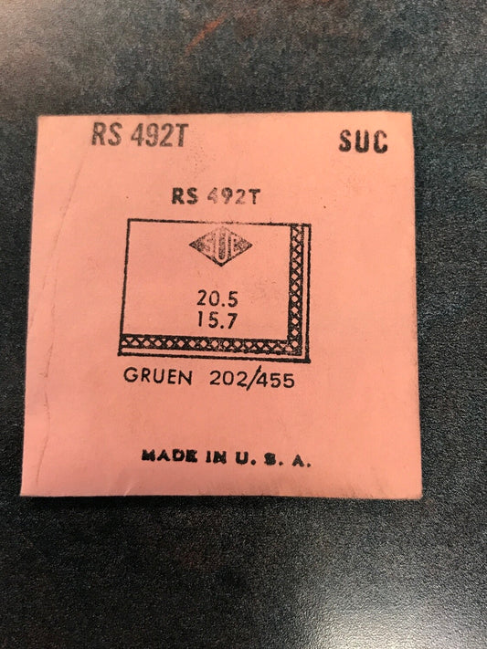 SUC Rocket Crystal RS 492T for GRUEN 202 / 455 - 20.5 x 15.7mm - New
