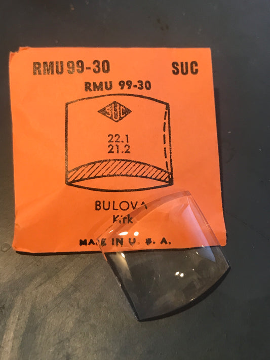 SUC Rocket Crystal RMU 99-30 for BULOVA Kirk - 22.1 x 21.2mm - New