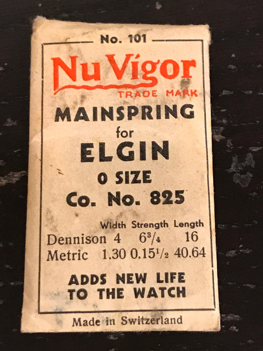 NuVigor Mainspring #101 for Elgin 0s No. 825 - Steel