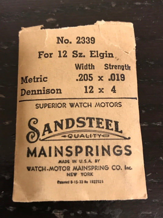 Sandsteel Mainspring for Elgin 12s Factory No. 2339 - Steel