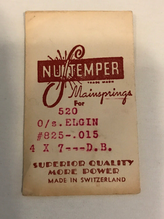 NuTemper Mainspring #520 for Elgin 0s Factory No. 825 - Steel