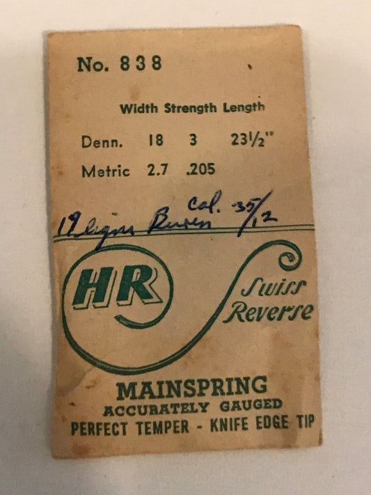 HR Mainspring No. 838 for Buren caliber 35/12 movements - steel