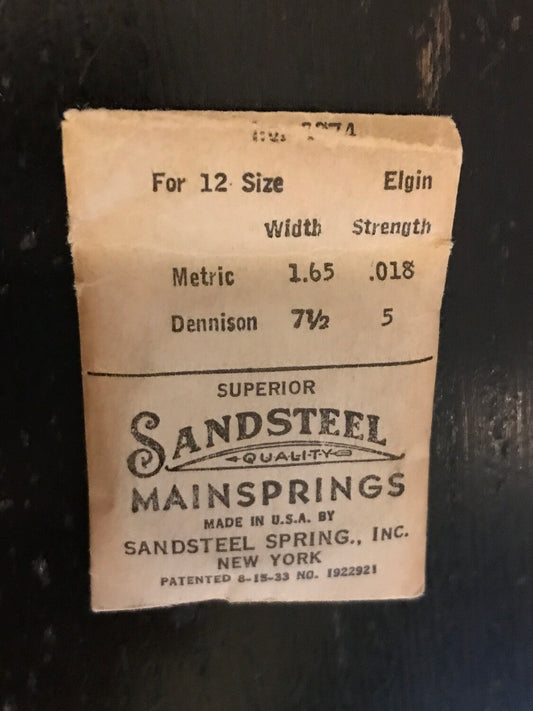 Sandsteel Mainspring for Elgin 12s No. 2874 - Steel