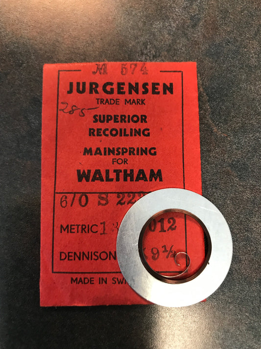Jurgensen Mainspring M574 for Waltham Jewel Series 6/0s No. 2235 - steel