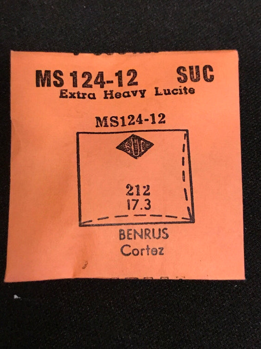 SUC Lucite Crystal MS 124-12  for BENRUS Cortez - 21.2 x 17.3mm - New