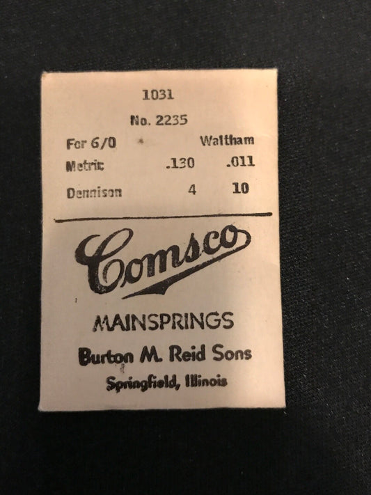 Comsco Mainspring #1031 for Waltham 6/0s Jewel Series 1912 #2235 - Steel