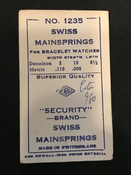 Newall Security Mainspring #1235 for Eta 980 movements - Steel