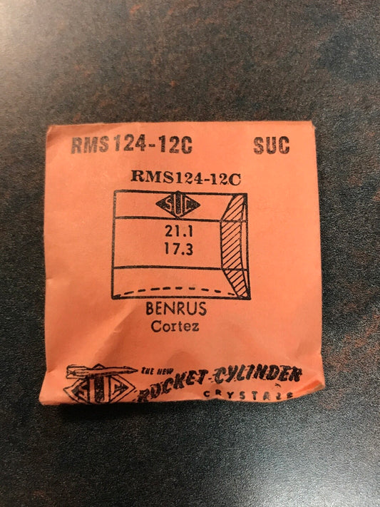 SUC Rocket Faceted Crystal RMS 124-12C for BENRUS Cortez - 21.1 x 17.3mm - New
