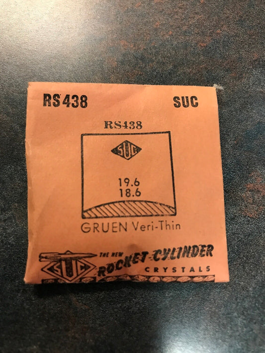 SUC Rocket Crystal RS 438 for GRUEN Veri-Thin - 19.6 x 18.6mm - New