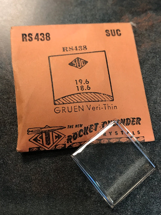 SUC Rocket Crystal RS 438 for GRUEN Veri-Thin - 19.6 x 18.6mm - New
