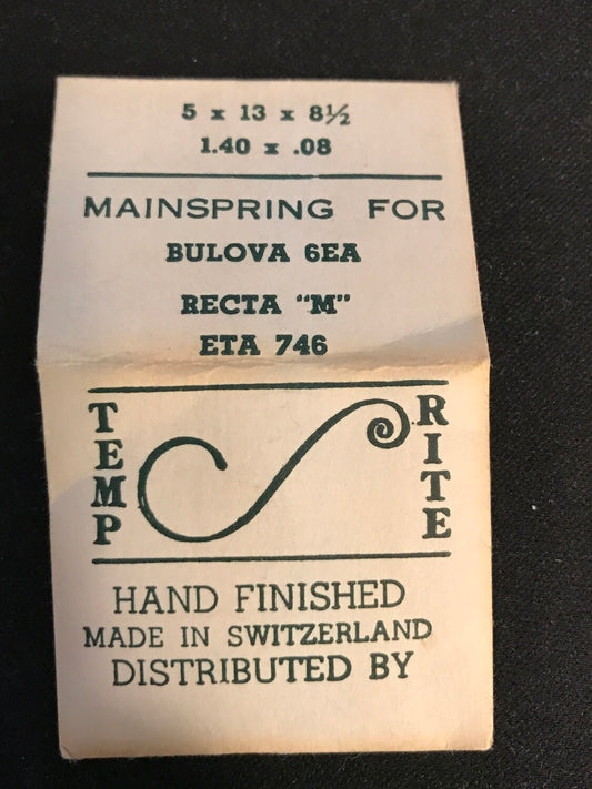 TEMP-RITE Mainspring for Bulova 6EA, ETA 746, Recta "M" - Steel
