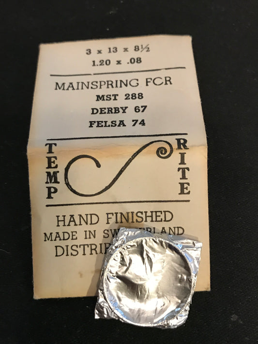 TEMP-RITE Mainspring for MST 288, Derby 67, Felsa 74 - Steel