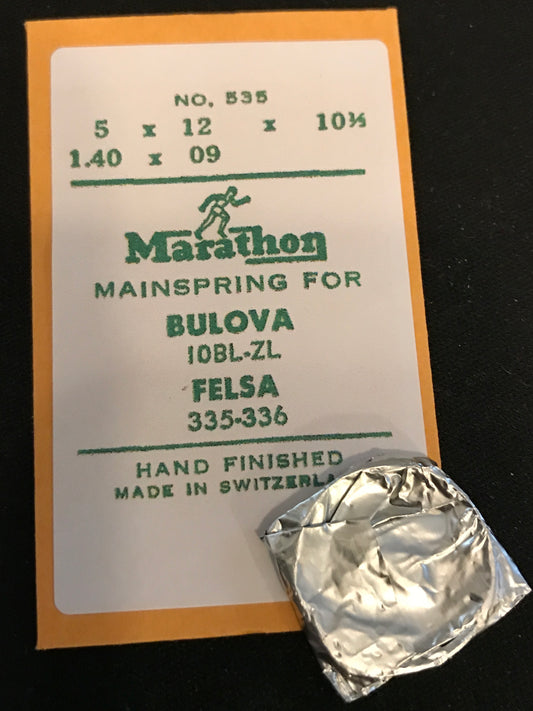 Marathon Mainspring #535 for Bulova 10BL, 10ZL, Felsa 335, 336 - Steel