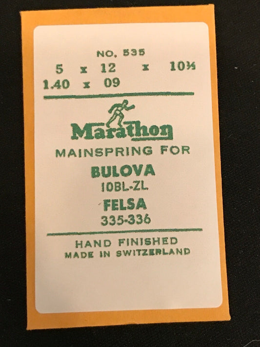 Marathon Mainspring #535 for Bulova 10BL, 10ZL, Felsa 335, 336 - Steel
