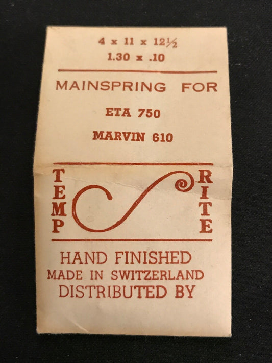 TEMP-RITE Mainspring for Marvin 610 & ETA 750 - Steel