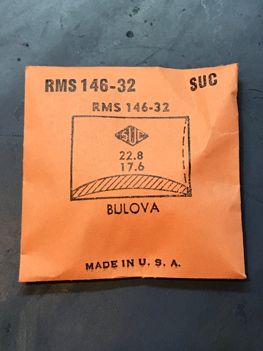 SUC Rocket Crystal RMS 146-32  for BULOVA 22.8 x 17.6mm - New