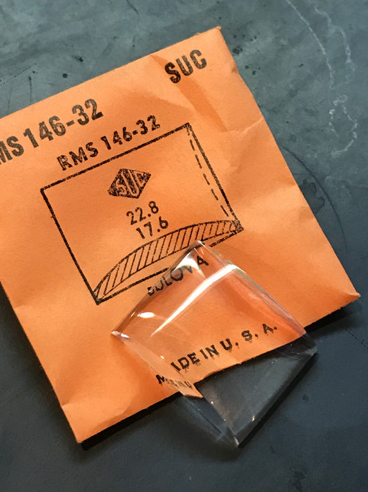 SUC Rocket Crystal RMS 146-32  for BULOVA 22.8 x 17.6mm - New