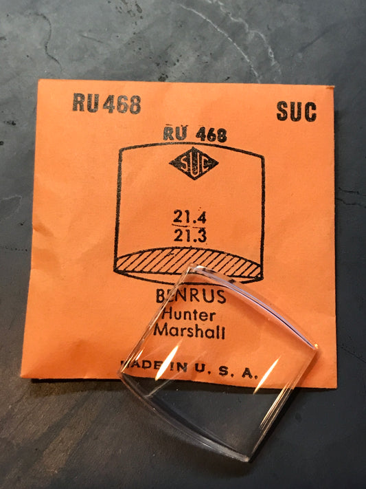 SUC Rocket Crystal RU 468 for BENRUS Hunter & Marshall - 21.4 x 21.3mm - New