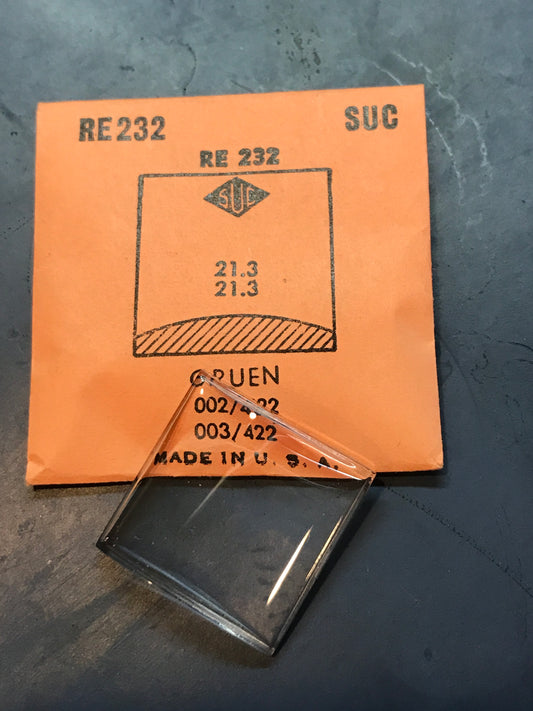 SUC Rocket Crystal RE 232 for GRUEN 002/442 & 003/442 - 21.3 x 21.3mm - New