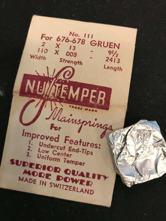 NuTemper Mainspring No. 111 for Gruen 676 - 678 movements - Steel