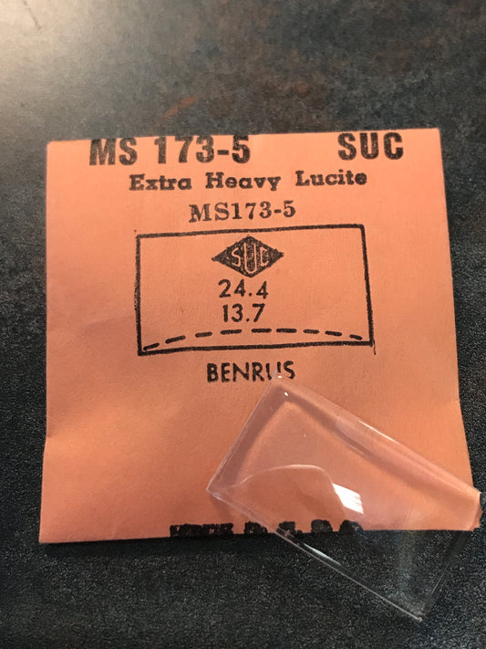 SUC Lucite Crystal MS 173-5  for BENRUS - 24.4 x 13.7mm - New