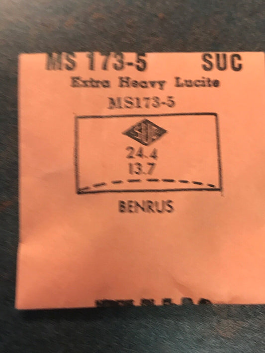 SUC Lucite Crystal MS 173-5  for BENRUS - 24.4 x 13.7mm - New