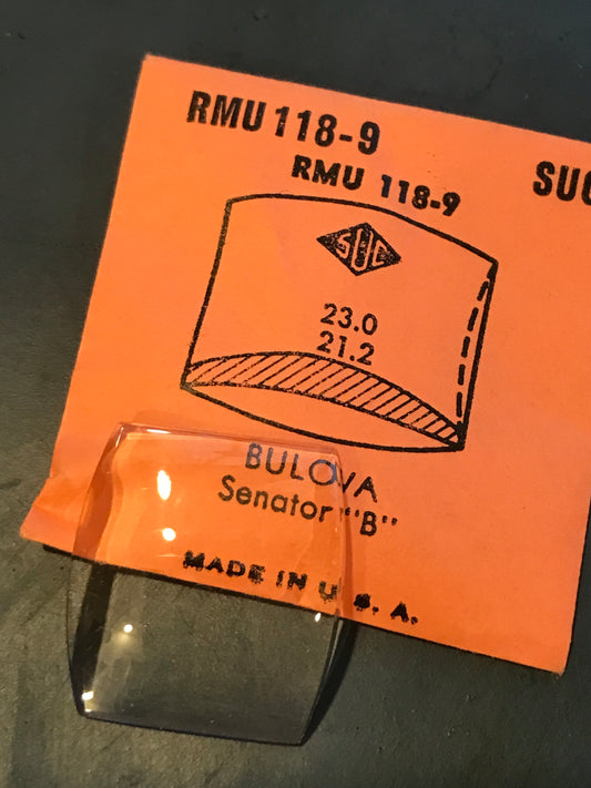 SUC Rocket Crystal RMU 118-9 for BULOVA Senator "B" - 23.0 x 21.2mm - New