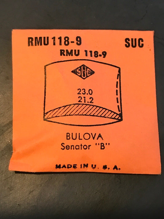 SUC Rocket Crystal RMU 118-9 for BULOVA Senator "B" - 23.0 x 21.2mm - New