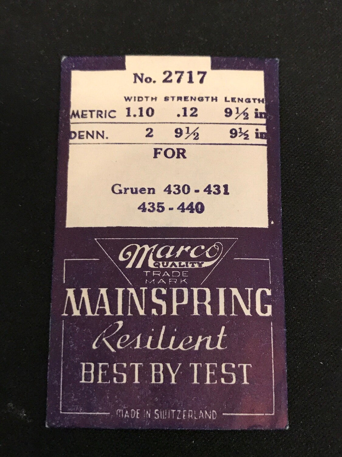 Marco Mainspring #2717 for Gruen 430, 431, 435 & 440 - Steel