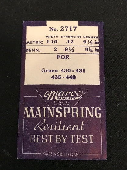 Marco Mainspring #2717 for Gruen 430, 431, 435 & 440 - Steel