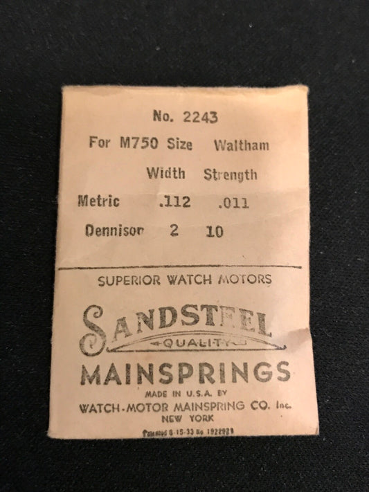 Sandsteel Mainspring for 7½ ligne Model 750 Factory No. 2243 - Steel