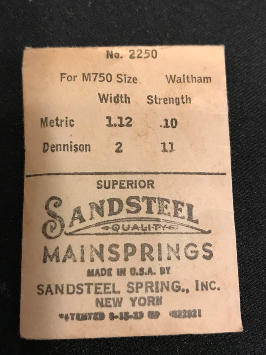 Sandsteel Mainspring for 7½ ligne Model 750 Factory No. 2250- Steel