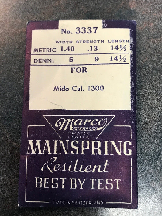 Marco Mainspring #3337 for Mido caliber 1300 - Steel