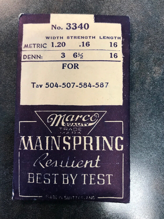 Marco Mainspring No. 3340 for Tavannes 504, 507, 584, 587 - Steel