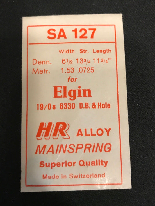 HR Mainspring SA127 for Elgin 19/0s Factory No. 6330 - Alloy