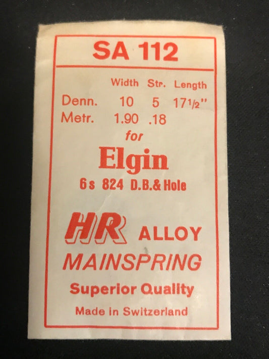 HR Mainspring SA112 for 6s Elgin Pocket Watch Factory No. 824 - Alloy