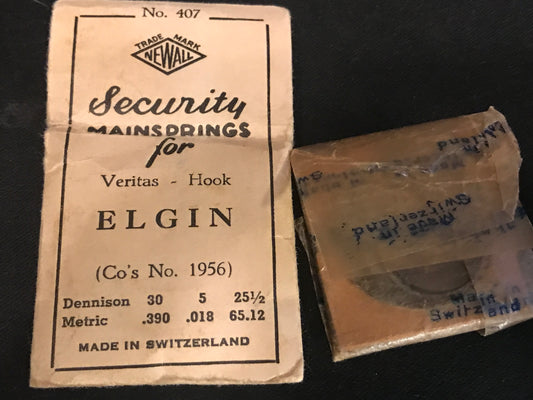 Newall Security Mainspring #407 for 18s Elgin Factory No. 1956 - Steel