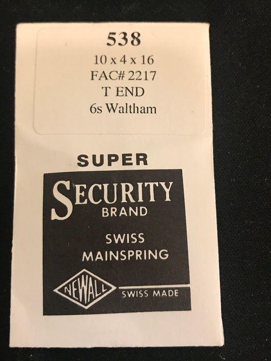 Newall SUPER Mainspring #538 for 6s Waltham No. 2217 - Alloy
