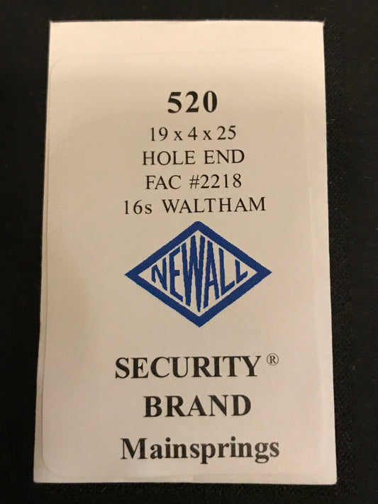 Newall SUPER Security Mainspring #520 for Waltham 16s Factory No. 2218 - Alloy