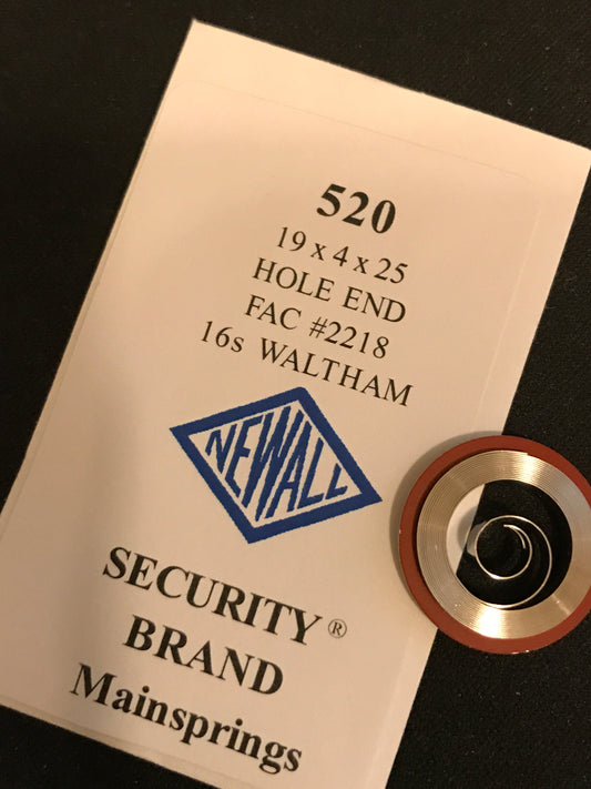 Newall SUPER Security Mainspring #520 for Waltham 16s Factory No. 2218 - Alloy