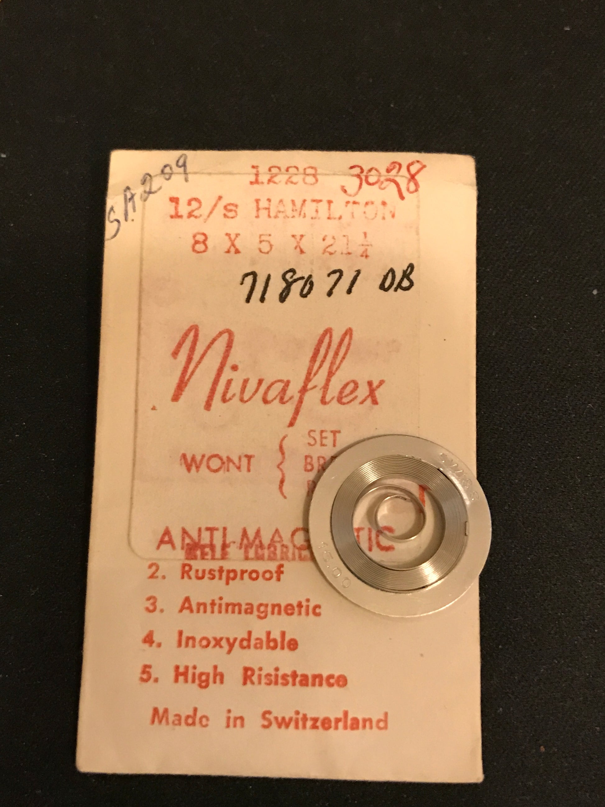 Nivaflex Mainspring for 12s Hamilton No. 1228 / 718071 - Alloy
