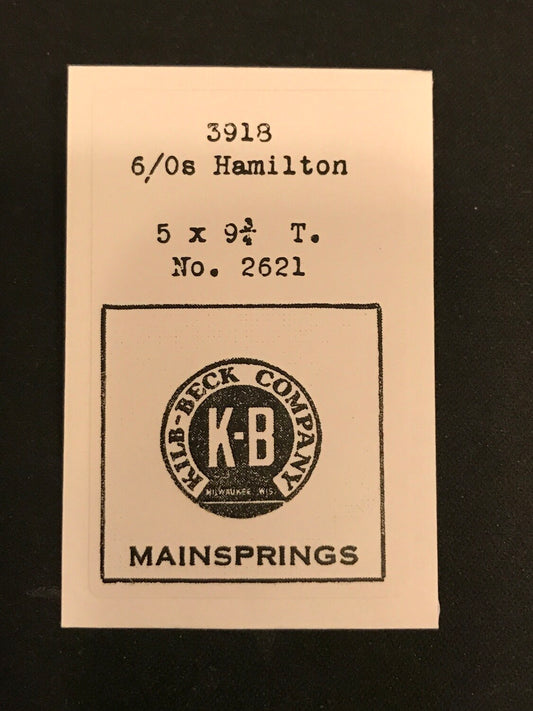 Kilb-Beck Mainspring #3918 for Hamilton 6/0s No. 2621 - Steel