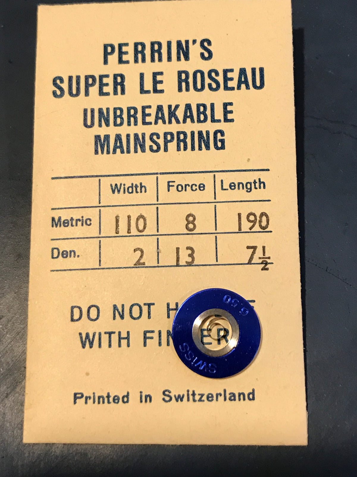 H. & W. Perrin Co. Mainspring for CERTINA caliber 204 and MST caliber 281 - Alloy