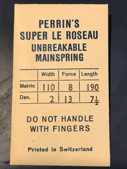 H. & W. Perrin Co. Mainspring for CERTINA caliber 204 and MST caliber 281 - Alloy