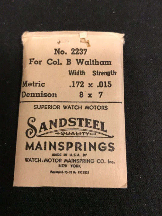 Sandsteel Mainspring for Waltham 12s Colonial 1924 No. 2237 - Steel