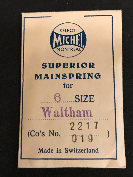 Michel Superior Mainspring Waltham 6s No. 2217 - Steel