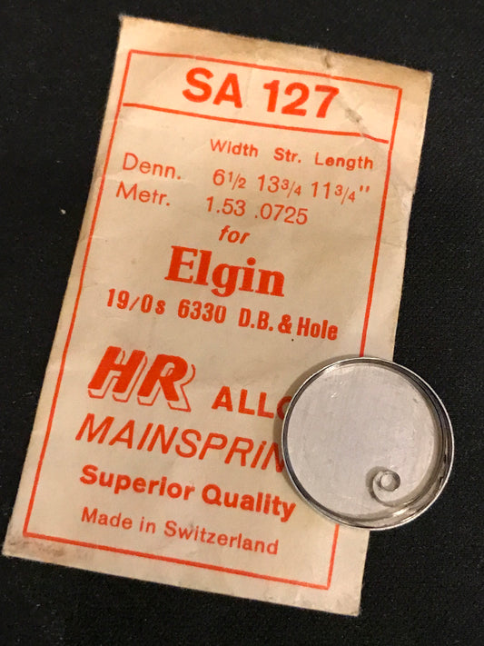 HR Mainspring SA127 for Elgin 19/0s Factory No. 6330 - Alloy