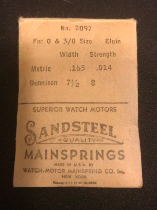 Sandsteel Mainspring for Elgin 0s & 3/0s #2097 - Steel