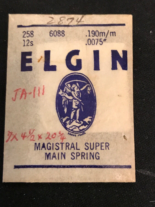 Elgin Factory Magistral Super Mainspring for 12s No. 6088 (2874) - Alloy