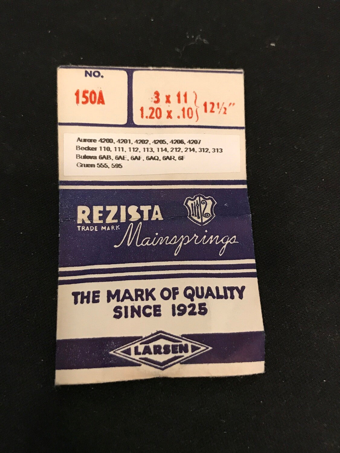 Rezista Mainspring No. 150A for Gruen 555, 585 & Bulova 6AB, 6AE, 6AF, etc - Steel